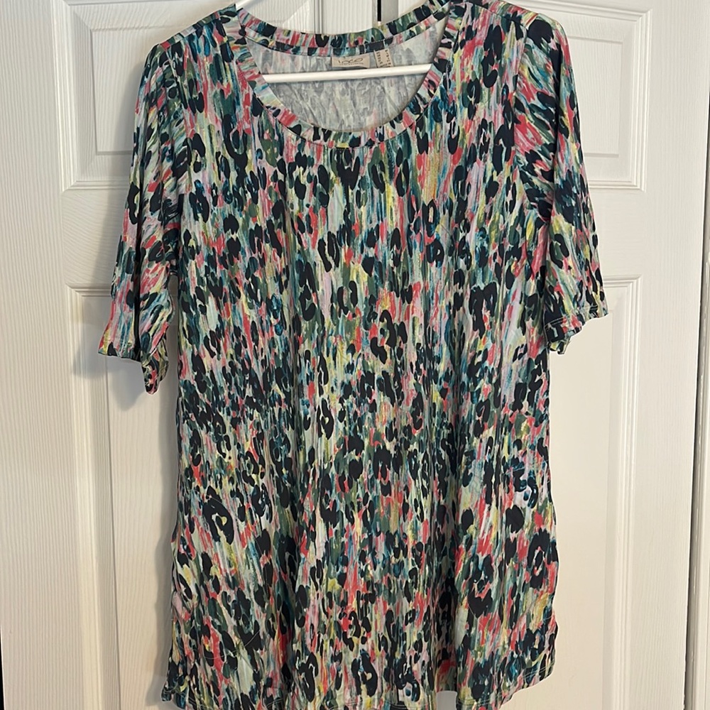LOGO leopard print multicolor blouse